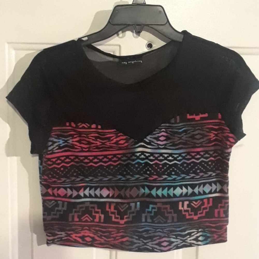 Sheer and cotton crop top